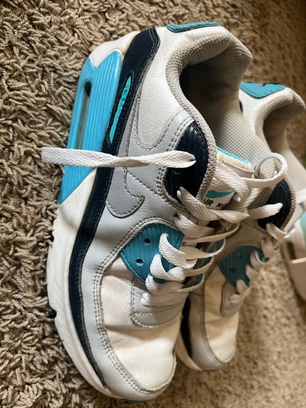 Nike Air Max 90 Kids White, Teal & Navy Air Max Style Sneakers